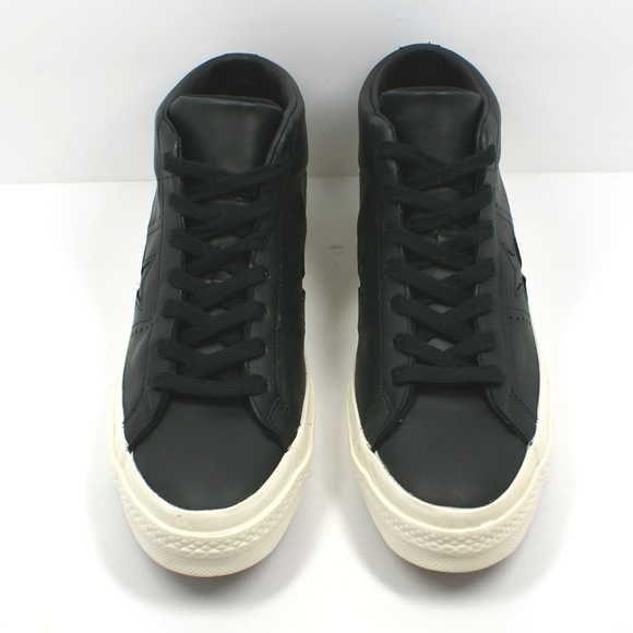 Converse One Star Mid Black Leather White - Picture 2 of 4